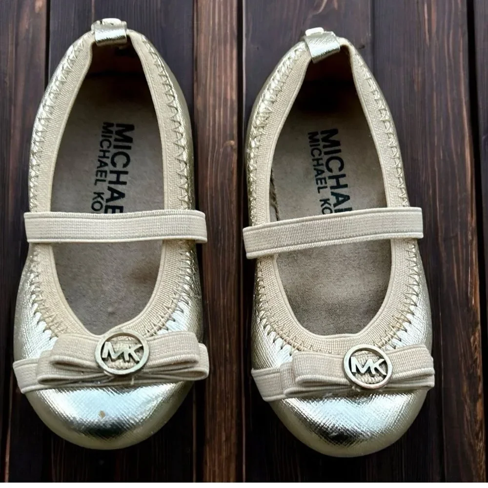 Michael Kors Girls Gold Ballet Flats Size 6